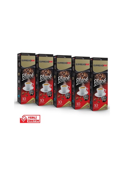 Espressomm® Tchibo Cafissimo Makineleri İle Uyumlu Black Kapsül Kahve 5 x 10'lu