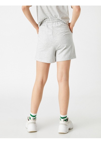 Koton Beli Lastikli Cepli Şort Gri Melanj 2yal28079ık