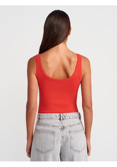 Dilvin 21053 Askılı Bodysuit-kırmızı Kırmızı