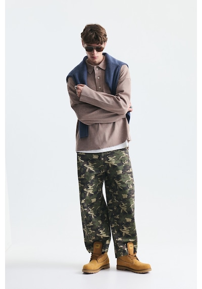 Vamos Relax Fit Polo Yaka Sweatshirt Koyu Vizon
