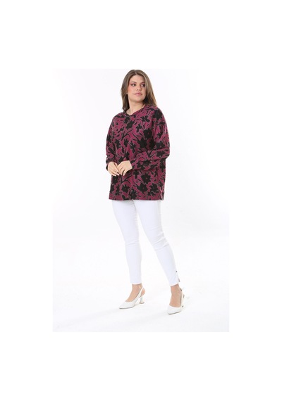 Şans Kadın Büyük Beden Renkli Desenli Sweatshirt 65n37809-renkli Çok Renkli