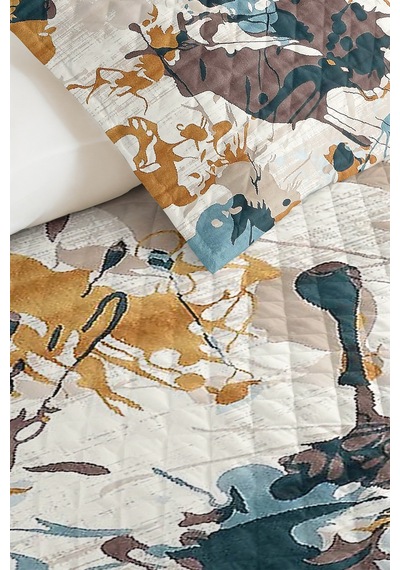 Mavi Geometrik Genç Odası Tek Kişilik Pike Takımı-bej Modern Kahve 160x220 Cm Kapitone Yatak Örtüsü Kuşluk Örtü Gölgesi
