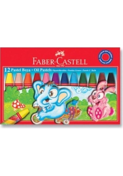 12 Renk Karton Kutu Pastel Boya Beyaz