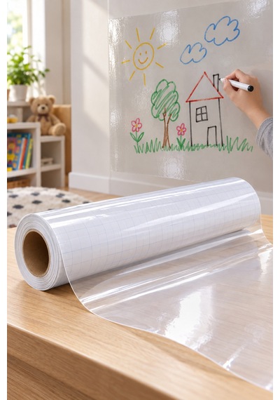 3 Adet Kendinden Yapışkanlı Şeffaf Tahta Filmi Pvc Silinebilir Whiteboard Film Duvara Yapışan Yazı Ve Çizim Alanı 3 Metre X 45 Cm