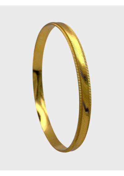 Arnes Jewelry Çelik 22 Ayar Altın Kaplama Desenli Kalın Ajda Bilezik - 1 Adet 20 Cm Ar644nes Gold