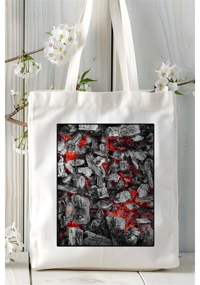 Art Hediye Kömür Baskılı Bez Çanta Omuz Çantası Kişiye Özel Desen 1 Çok Renkli