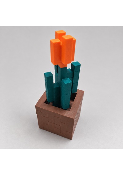 Piksel Lale Biblo - 3d Baskı, Minecraft Esintili Turuncu