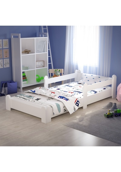 Tuliplifeyapımarket Tuliplife Montessori Karyola Beyaz Oval Köşe Çocuk Yatağı
