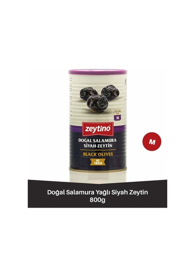 Doğal Salamura Gemlik Siyah Zeytin 800 Gr 261/290 M Az Tuzlu