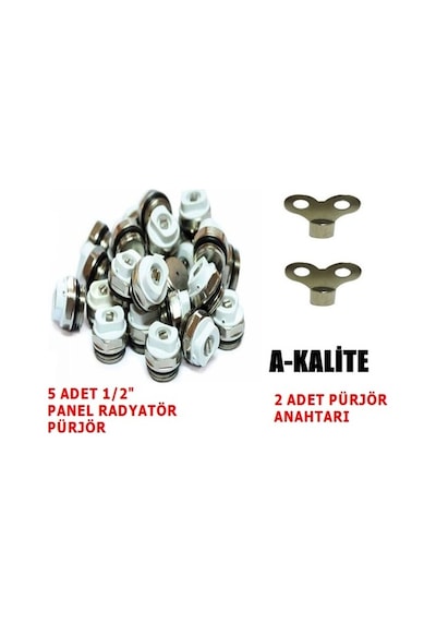 5 Adet 1/2" Panel Radyatör Pürjör 2 Adet Pürjör Anahtarı
