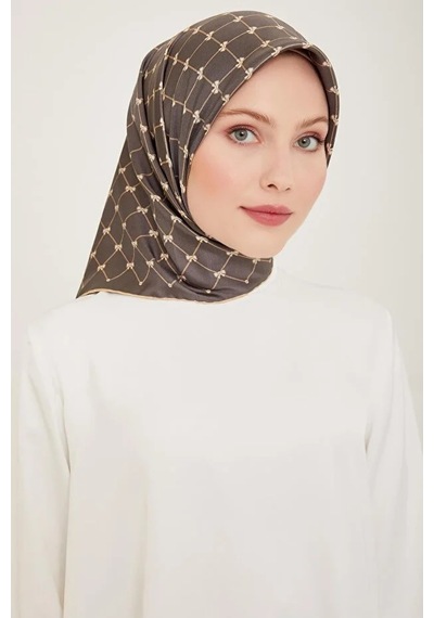 Belli Saf Twill İpek Eşarp 4006d Füme