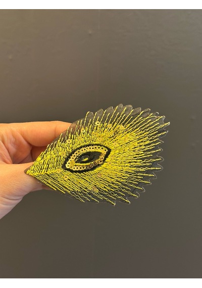 10 x 7 CM Sarı Tavus Kuşu Kanadı Broş Yaka İğnesi Giyim Aksesuarı Renkli