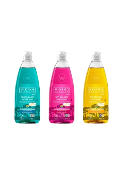 Viking Premium Sıvı Bulaşık Deterjanı Orman Meyveleri & Fesleğen-Limon & Nergis-Bergamot 3 x 750 ML