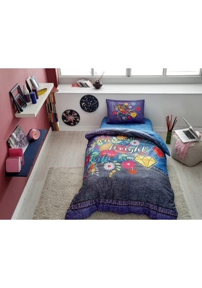 Taç Ranforce Genç Modası Shine Tk Nevresim Lacivert