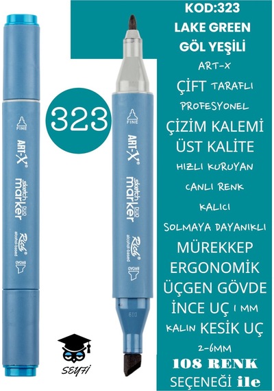 Çift Taraflı Profesyonel Çizim Kalemi Kalıcı Mürekkep Üçgen Gövde İnce Uç 1 Mm Kesik Uç 2-6mm Sketch