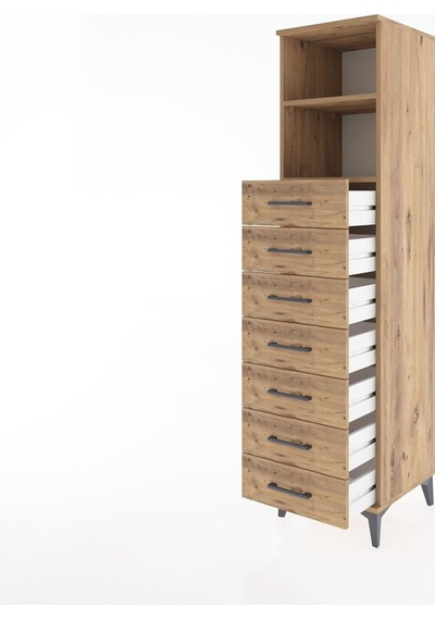 Hyperion Dolap 2 Raflı 7 Çekmeceli 44x44x182 Çam-çam Çam
