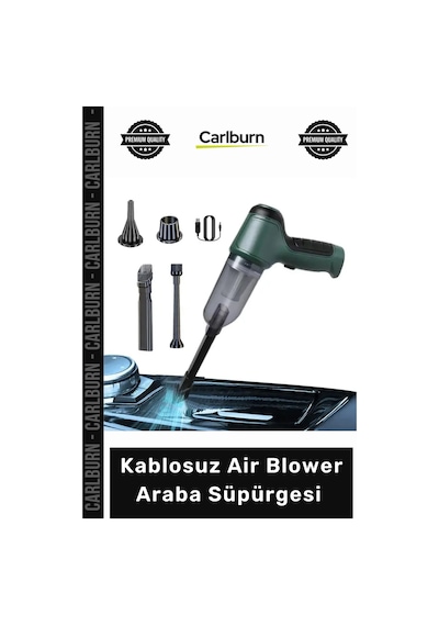 Süpürge Güçlü Vakum Kablosuz Şarjlı Taşınabilir Profesyonel Air Blower Araba Süpürgesi Yeşil