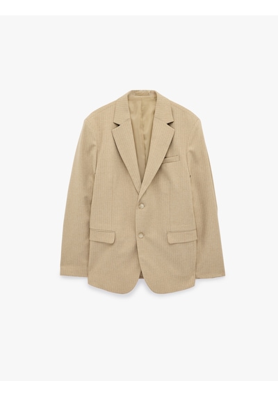 Koton Regular Fit Uzun Kollu Cepli Düğmeli Mono Yaka Blazer Ceket Bej Çizgili 7wam50006hw Ekru Çizgili Koton Regular Fit Uzun Kollu Cepli Düğmeli Mono Yaka Blazer Ceket Bej Çizgili 7wam50006hw Ekru Çizgili