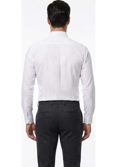 UKİ Uki Beyaz Saten Slim Fit Klasik Gömlek