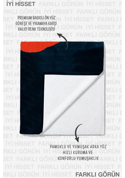 Çiçek Temalı Modern Plaj Havlusu - Minimalist Kırmızı Lacivert Havuz Deniz Hızlı Kuruyan Plaj Örtüsü Sakin Leylak