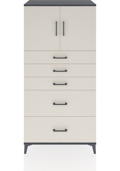 Hyperion Dolap Tek Raflı 5 Çekmeceli 2 Kapaklı 88x44x182 Antr... Antrasit