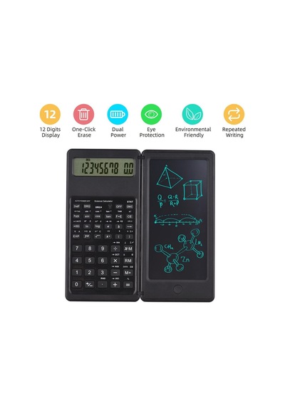 Silinebilir Lcd Yazı Tabletli, Kalemli Katlanabilir Bilimsel Hesap Makinesi