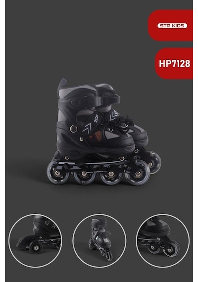Vadi Siyah Silikon Tekerli Ayarlanabilir Işıklı Paten S 31-34 Hp7128