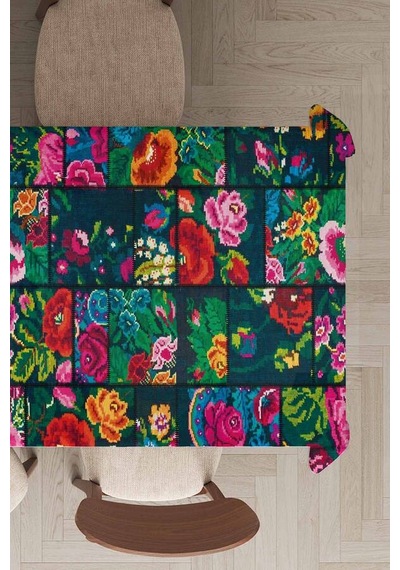 Çok Renkli Patchwork Dokuma Leke Tutmaz Masa Örtüsü Mso102n11