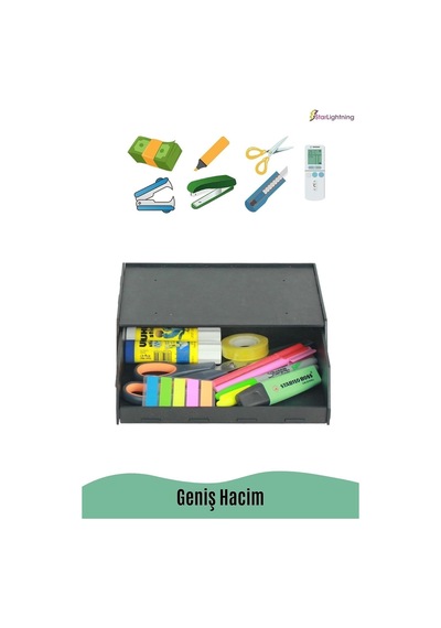 Gizli Çekmece Organizer Masa Altı Saklama Kabı Siyah Renk Model 3 8683400402562