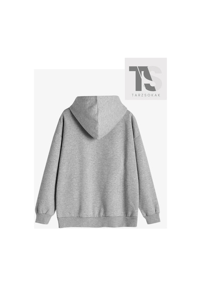 Tarzsokak Kelebek Tasarım Sweatshirt Fermuarlı Hırka Gri