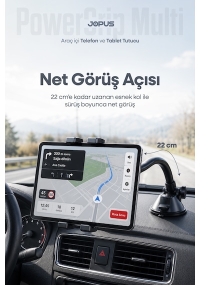 Ultra Stabil Vakumlu Araç İçi Telefon Tablet Tutucu 360 Dönebilen Ayarlanabilir Vantuzlu Araba Üstü