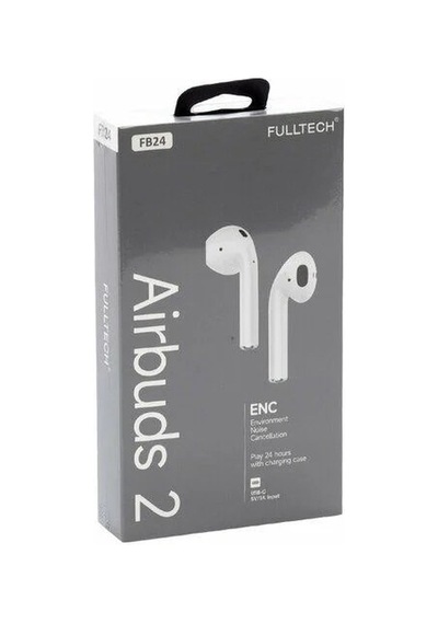 Fulltech Airbuds 2 Fb24 Bluetooth Kablosuz Kulaklık Enc Gürültü Azaltma 24 Saat Kullanım Type-c Şarj Beyaz