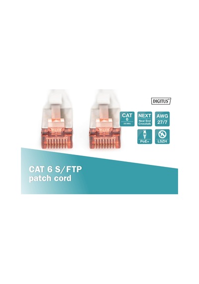 Dıgıtus Cat 6 S/ftp Rj45 Ethernet Kablosu 10 Metre 250 Mhz Lszh Gri 10 Metre