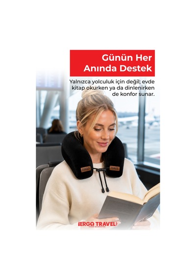 Viscofoam Lux Ortopedik Seyahat Yastığı Visco Boyun Destekli Seyahat Yastığı - Siyah | Ergo Travel