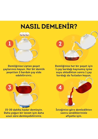 Lipton Doğu Karadeniz Demlik Süzen Poşet Bergamot Aromalı Siyah Çay 100'lü Paket