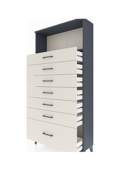 Arges Dolap Tek Raflı 7 Çekmeceli 88x30x182 Antrasit-aytaşı Antrasit