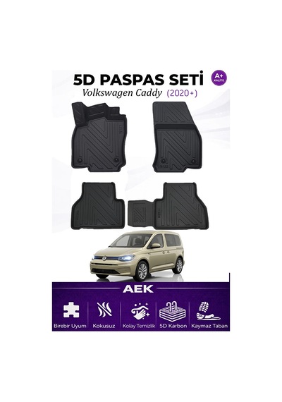 Volkswagen Caddy 2020+ Araca Özel Havuzlu "karbon" Paspas Takımı