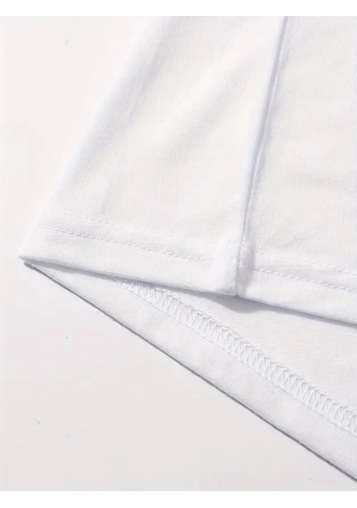 Modi Baskılı Oversize Bisiklet Yaka T-shirt - Beyaz - Mymg158829