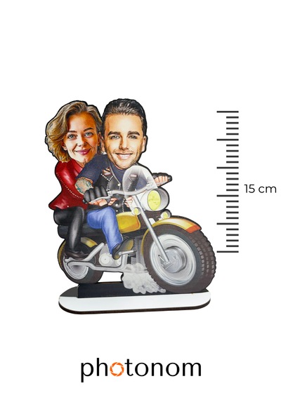 Kişiye Özel Motorcu Çift Mdf Karikatür Figür