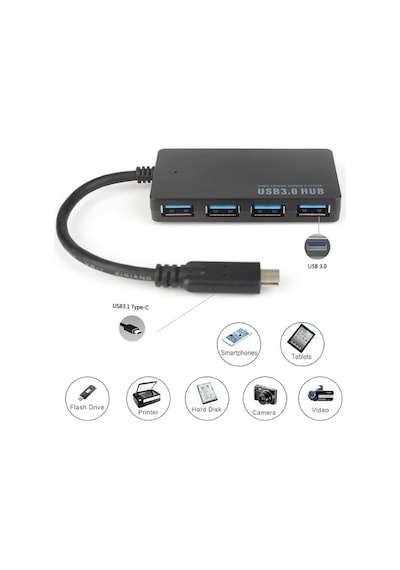 4 Port Usb 3.0 Hub 5Gbps Usb C Çoklayıcı Dönüştürücü