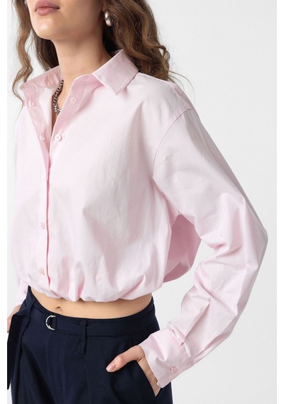 Antioch Crop Poplin Kadın Gömlek Pembe