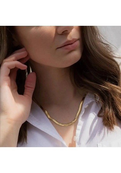 Lente Aksesuar Çelik İtalyan Ezme Zincir Kolye Gold