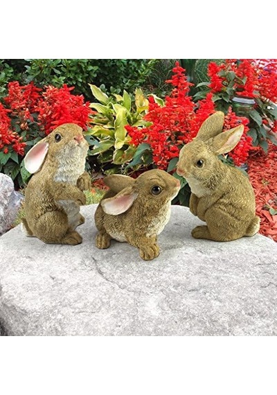 Design Toscano Qm92008 The Bunny Den Rabbits İç/dış Mekan Bahçe Hayvan Heykelleri, 9,5 Cm Genişliğinde, 10,5 Cm Derinliğinde, Tam Renkli Kaplama