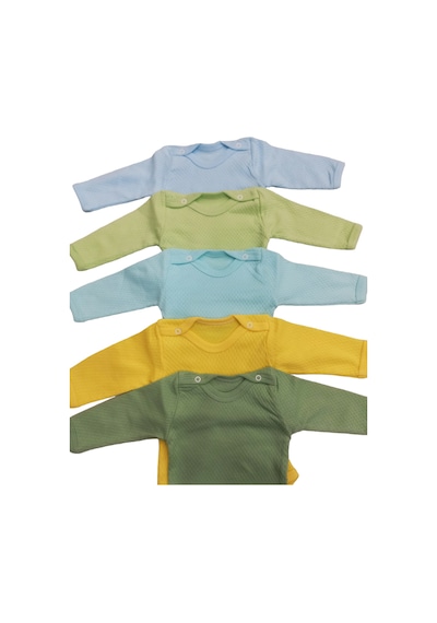 Özdemirli Bebe Uzun Kollu Çıtçıtlı Badi Bisiklet Yaka Body Zıbın (5li Paket)