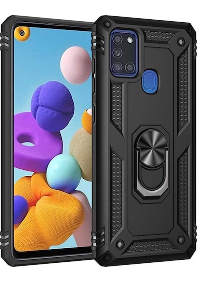 Galaxy A21S Kılıf Zore Vega Yüzüklü Standlı Zırh Kılıf