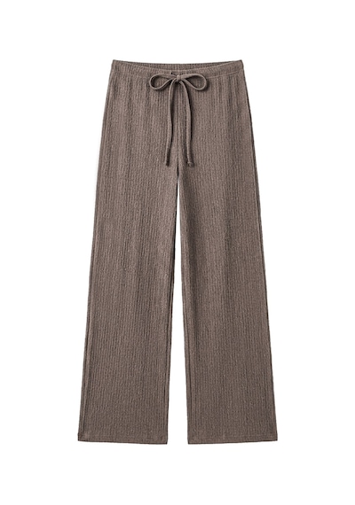 Cottonill Premium - Tide Collection Vizon Bağcıklı Bürümcük Dokulu Bol Paça Kadın Pantolon