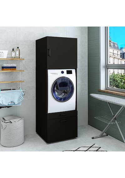 2 Çekmeceli Çamaşır Ve Kurutma Makinesi Dolabı + Üst Dolap 205 Cm Siyah 2 Çekmeceli Çamaşır Ve Kurutma Makinesi Dolabı + Üst Dolap 205 Cm Siyah