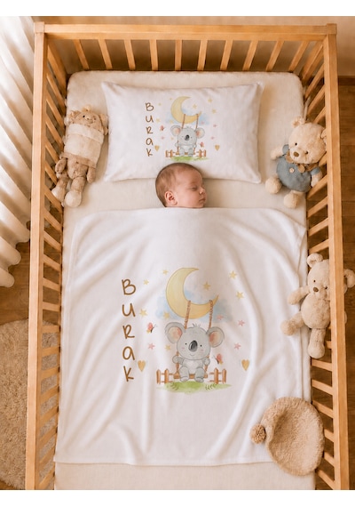 Pia Baby Erkek Bebek %100 Pamuk İsme Özel Hastane Çıkışı Tulum Seti Yastık Kılıfı Battaniyeli 2040tyb0x Ekru