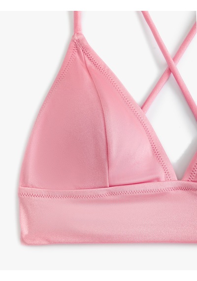 Koton Bralet Bikini Üstü Arkası Çapraz Askılı V Yaka Pembe 4sak10205mm Gül