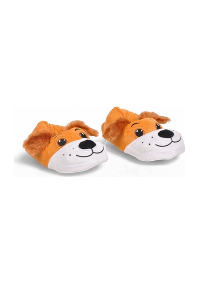 Ayakmod Akınalbella Sıcak Tutan Köpek Desenli Camel Unisex Ev Terliğ Panduf H025.z.0008